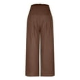 thumbnail image 4 of SELONE Gym Pants Women Wide Leg Brown Plus Size Lounge Pants Cotton Linen Wide Leg Elastic Waist Full Length Trouser Loose Casual Long Beach Pants Solid Lightweight L Tall Breathable Summer Clothes, 4 of 6