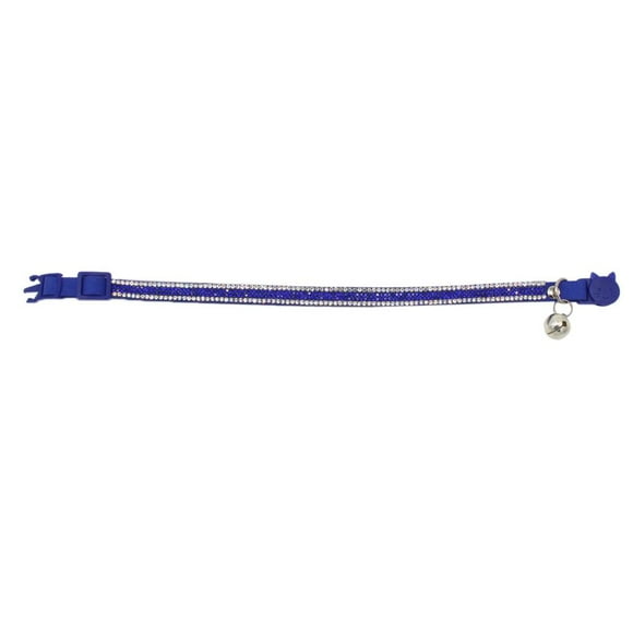 Milaget Pet Small Crystal Diamonds Collar with Bell Blue XS