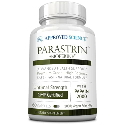 Approved Science Parastrin - 60 Capsules - Black Walnut, Garlic Bulb, Papain 2000, BioPerine - Vegan