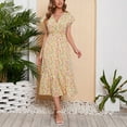 thumbnail image 6 of Zpanxa Summer Dresses for Women Fashion Summer Casual V-Neck Froral Print Short Sleeve Loose Dress Yellow XXL, 6 of 8