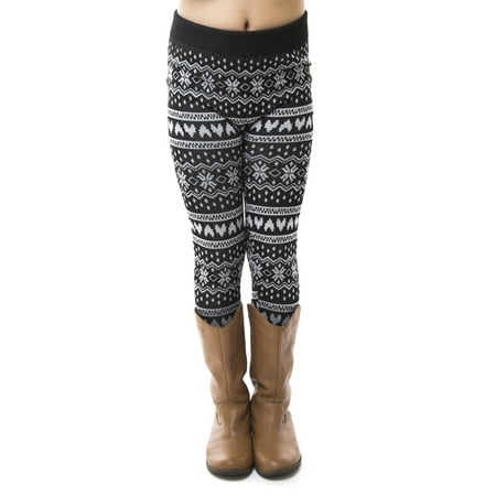 Warm Kids Girls Winter Thick Fleece Leggings Lined Trousers Pants (Size ...