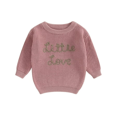 

Wallarenear Toddler Girl Boy Cable Knit Sweater Embroidery Oversized Fall Winter Pullover Tops