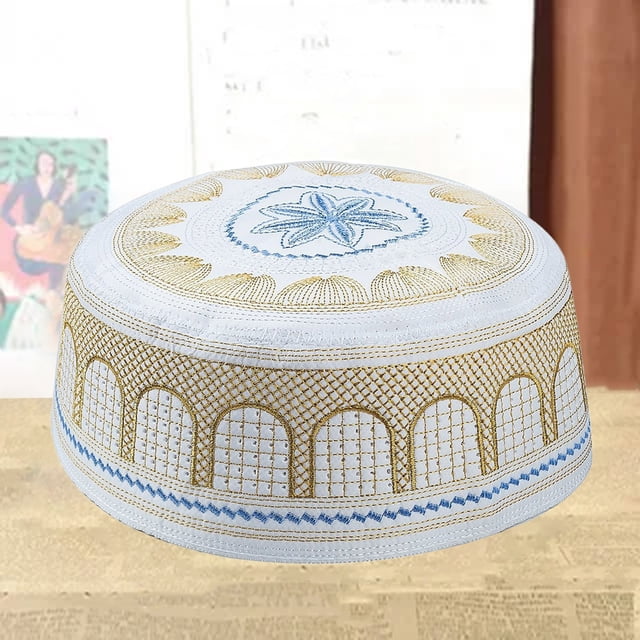 Muslim Cotton Embroidered Flat Hat For Men Bomber Hats beanies hats Gold