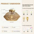 thumbnail image 6 of HOOMEDELIER Rattan Ceiling Light Fixture, Hand-Woven Boho Chandelier, Farmhouse Flush Mount Light for Hallway Bedroom, 6 of 7
