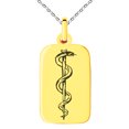 thumbnail image 3 of Stainless Steel Rod of Asclepius Engraved Small Rectangle Dog Tag Charm Pendant Necklace, 3 of 4