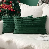 Nvzi Set of 2 Throw Pillow Covers Linen Striped Cushion Covers 12x20 Inch Green