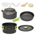 thumbnail image 2 of 9pcs Camping Cookware Set 1-2 Person Campfire Kettle Outdoor Cooking Mess Kit Pots Pan for Backpacking Hiking Picnic Fishing with Spork Knife Spoon Anodized aluminum (Orange), 2 of 9