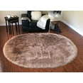 thumbnail image 1 of Soho Luxurious Faux Sheepskin Oval Shape Camel Shag Area Rug, 1 of 5