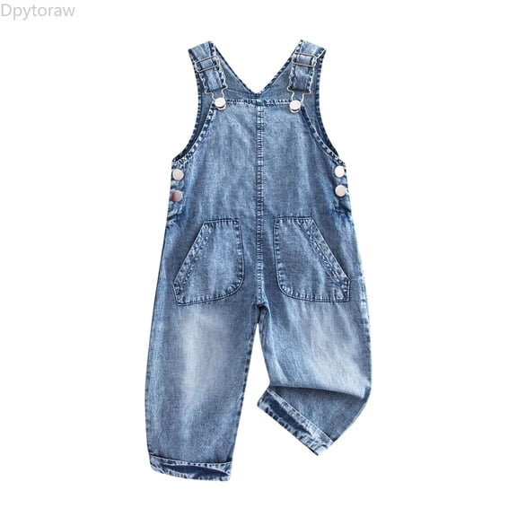 Dpytoraw Stylish Denim Overalls For Kids Versatile Casual Jumpsuit With Adjustable Straps Comfortable Romper For Girls And Boys Toddler Girls Denim Overalls Size 6-12 Month