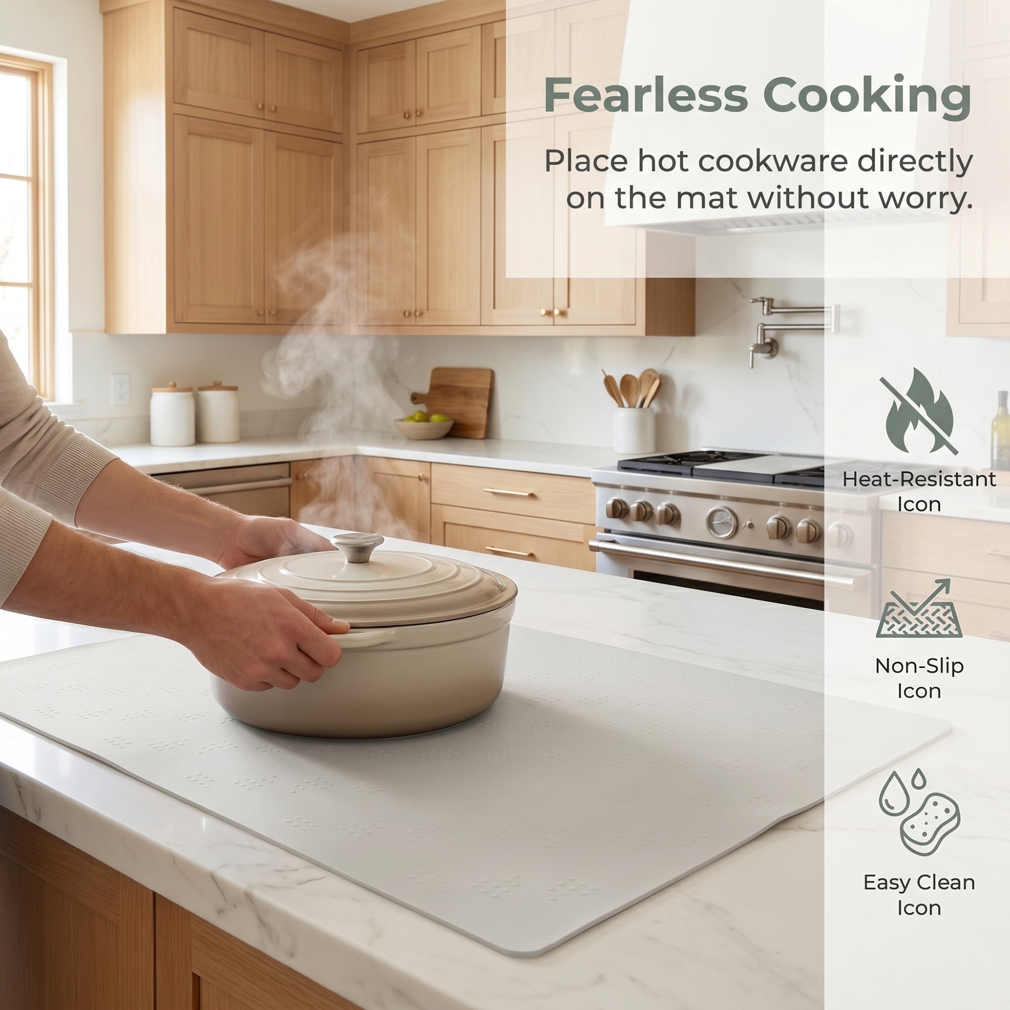 Unique Bargains Silicone Heat Resistant Countertop Protector Pad Mat Gray 35.4"x23.6"