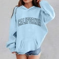 thumbnail image 2 of Hoodies,Girls Casual Sweatshirt Long Sleeve Pullover Cute Soft Top Comfortable Daily Wear Playground School Activities,Essentials Hoodie,Sky Blue,9-10 Years, 2 of 4