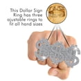thumbnail image 7 of Skeleteen Dollar Sign Costume Ring - Money Symbol Jewelry Three Finger Gangster Ring for Men and Women, 7 of 7