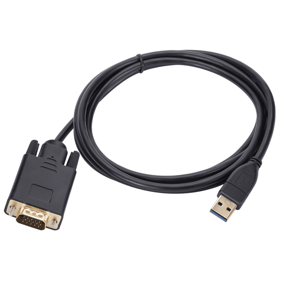 1.8m USB 3.0 to VGA Cable 1080P USB3.0 Male to VGA Male Converter Adapter Cable for Laptop UHD External Video Projector,1 x USB 3.0 To VGA Cable,Black