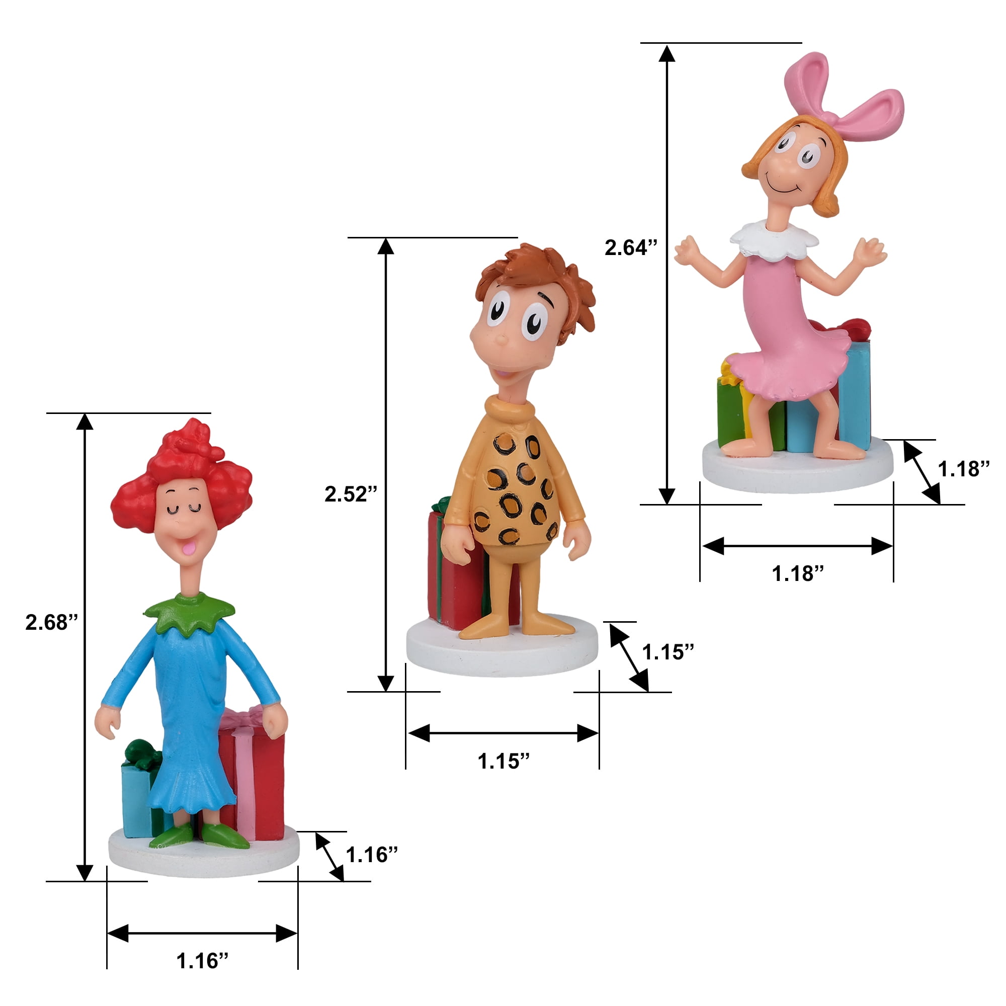 Dr. Seuss Whoville Characters with Gift Stacks Holiday Figurine Set, Three Pieces