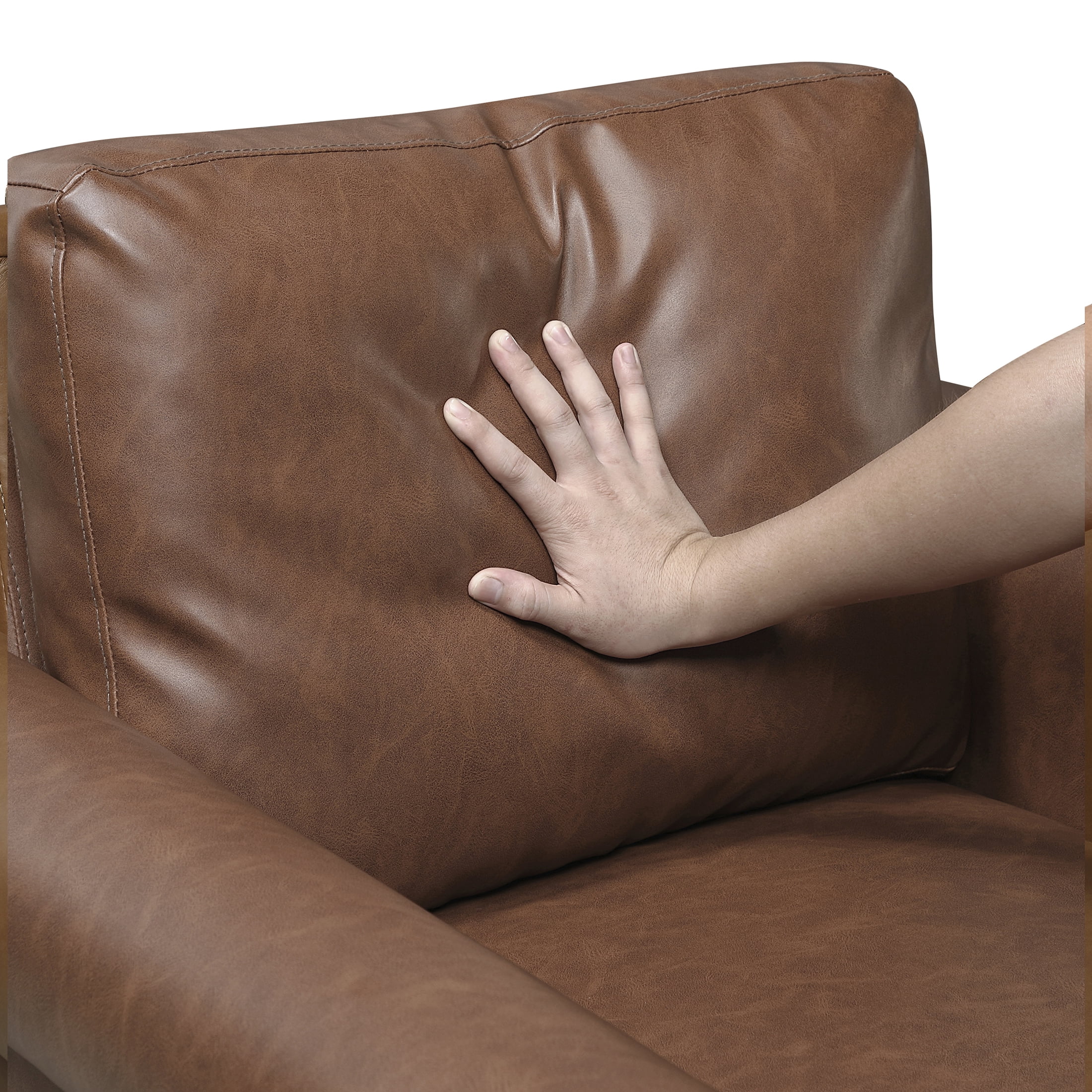 OakvillePark Marlinth Faux Leather Sofa, Chocolate