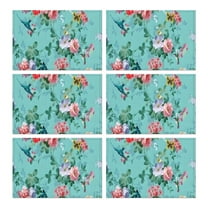 Pioneer Flower Floral Print Pattern Summer Placemats Table Placemats Set Of 6-Linen Kitchen Washable Placemats Table Mats 12x18 Inch Non-Slip Heat Resistant