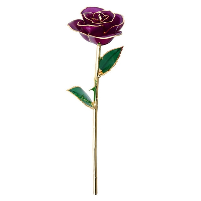 Rosa real bañada en oro, rosa morada real de 24 quilates, rosa para el día de San Valentín, decoración de rosas de notable claridad