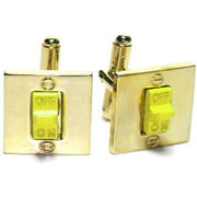Gold-Tone Mens Cuff Links ON/OFF SWITCH Shaped Cufflinks