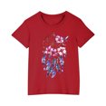 thumbnail image 2 of Sakmal Red Clothes For Kids Boy And Girl Cotton Short Sleeve Crew Neck Floral 3-7y Daily Life Tops For Kids Boys And Girls 3-8, 2 of 5