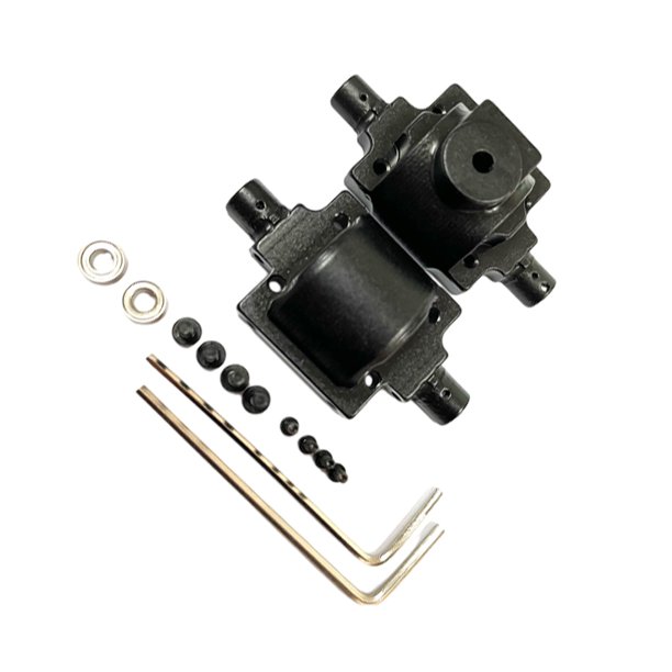 Carcasa de Caja de Cambios Delantera y Trasera Ounissouiy Aleación de Aluminio para HBX 1/24 2098B Crawler Negro