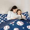 thumbnail image 4 of Feelyou Cartoon Baseball Bedding Comforter Set 7pcs, Galaxy Stars Navy King Bedding Sets, 4 of 8