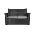 thumbnail image 2 of WestinTrends 4pc Outdoor Furniture Conversation Sofa Set with Loveseat, Cofee Table and Cushions, All Weather UV Resistant Rattan Wicker Patio Chairs, Black/Gray, 2 of 8