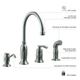 thumbnail image 5 of Design House Madison  Satin Nickel Single Handle Standard Kitchen Faucet with Side Sprayer and Soap Dispenser, 5 of 15