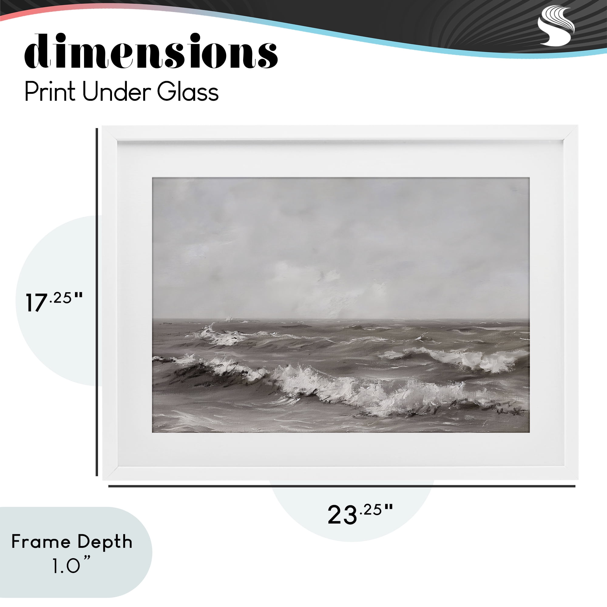 Stupell Industries Monochrome Sea Ripples White Framed Print Under Glass, design by Jacky Ngan