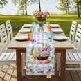 thumbnail image 4 of Easter Eggs Table Runner, Watercolor Flowers Plants Eggs Butterfly Blue Plaid Cotton Linen Table Runners 90 Inches Long, Dresser Scarf Runner for Dining/Coffee/Kitchen/Hallway Tables 13''x90'', 4 of 9