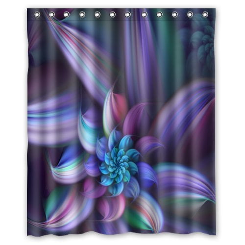 GreenDecor Dahlia Floral Waterproof Shower Curtain Set with Hooks Bathroom Accessories Size 60x72 inches