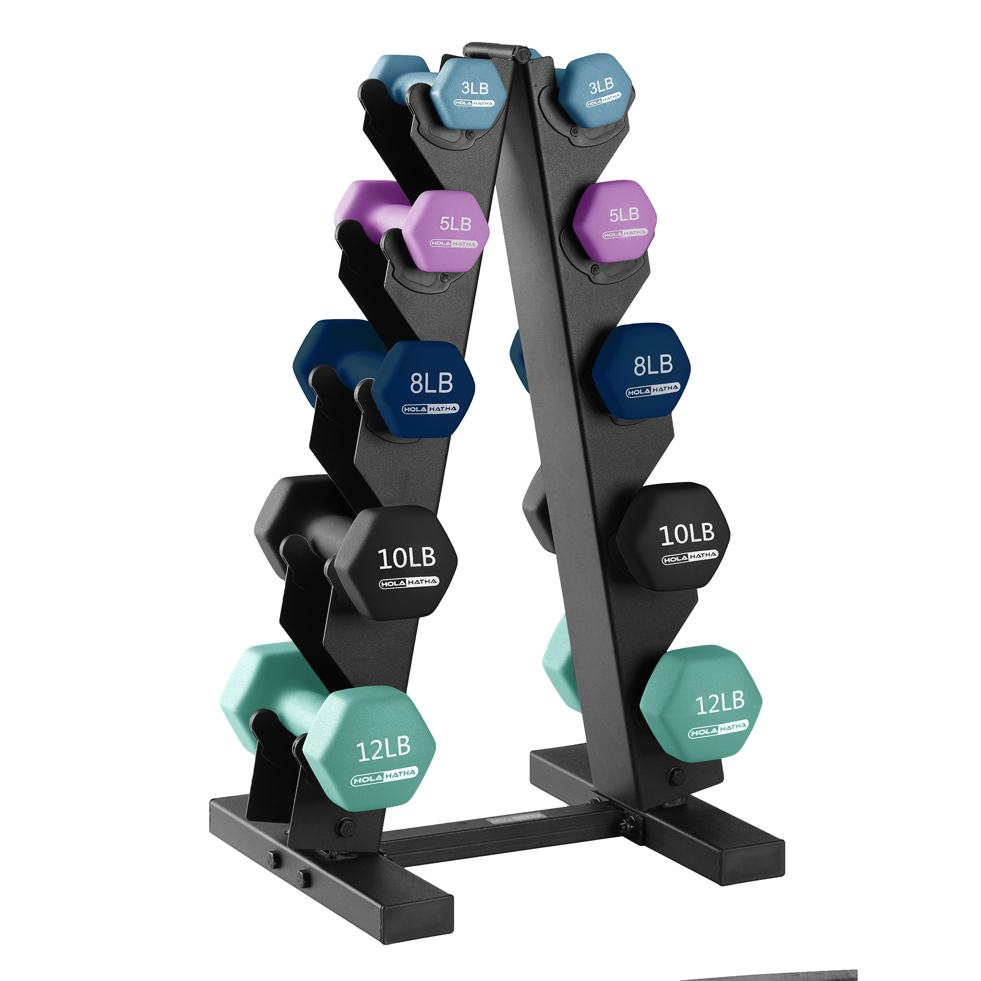 HolaHatha Anti-Slip Neoprene Dumbbell Weight Set, Blue, 76 lb