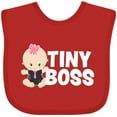 thumbnail image 3 of Inktastic Tiny Boss with Baby in Suit Girls Baby Bib, 3 of 4