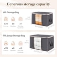 thumbnail image 2 of 3 Pack 60L Clothes Storage Bins with Lids, Foldable Blanket Storage Bags with Zippers, Clear Window and Reinforced Handles, Closet and Organization for Clothing, Sweater, Comforter, Bedding, 2 of 5