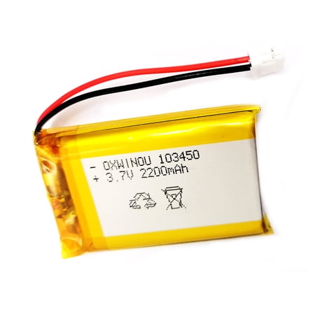 3.7V 2200mAh 103450 Lipo Rechargeable Battery Pack with 2 Wires JST 2.0mm Connector for Speaker and Wireless Device(1-Pack)