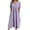 Purple, variant on Women's Linen Blend Midi Dress Surplice V-Neck Puff Sleeve Pocketed Loose Fit Summer Dress,L