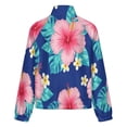 thumbnail image 6 of Jackets for Women Winter Coat Jackets Flannel Stand Collar Jacket(Tropical Hibiscus Floral Print,Size:S-4XL), 6 of 7