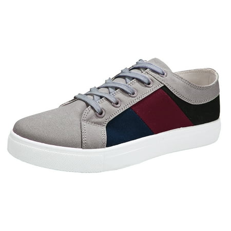 HSMQHJWE Mens Boots Casual Men Casual Leather Shoes Boots Men Low Top Color Matching Canvas Walking Shoes Lace Up Fashion Casual Shoes Size 14 Casual Mens Shoes