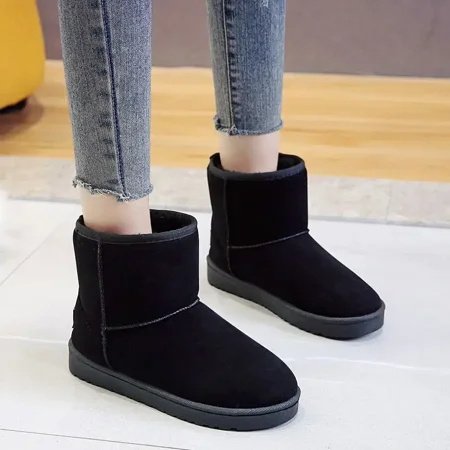 

Women‘s Slip On Snow Boots Solid Color Thermal Suede Ankle Booties Women‘s Footwear
