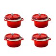 thumbnail image 1 of NutriChef 5 QT Four Hollandais en Fonte Émaillée avec Couvercle Auto-Assaisonné, Rouge (4 Pack), 1 of 9
