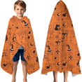 thumbnail image 3 of Halloween Orange Background Icons Hooded Bath Towel，60"x35" for Ages 3 To 12 Kids, Quick Dry Lightweight Soft Microfiber Hood Beach Towel Cover Up for Kids, 3 of 7