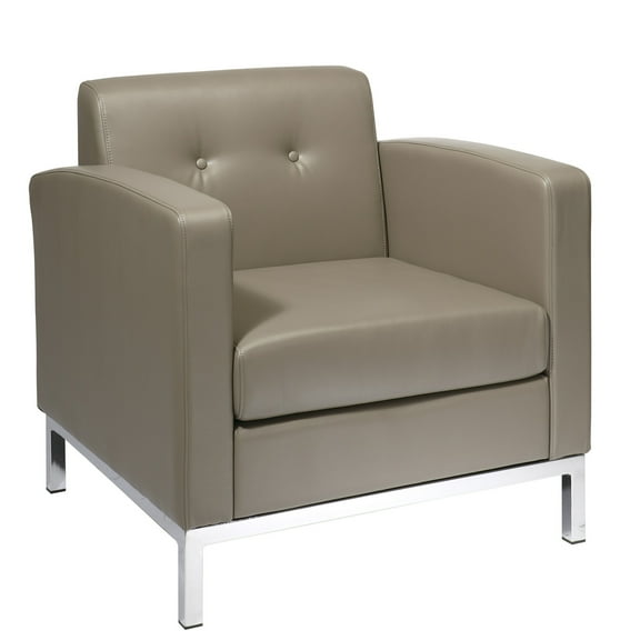 OSP Home Furnishings Wallstreet Armchair in Smoke Faux Leather