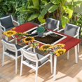 thumbnail image 2 of Cows Sunflowers Table Cloths for 4 Foot Rectangle Tables, Spring Botanical Floral Bees Red Barn Patio Waterproof Elastic Fitted Tablecloths, Washable Rectangular Table Cover for Camping, 2 of 8