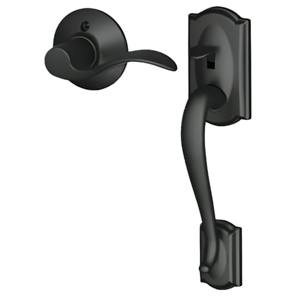 Schlage FE285 CAM 622 Acc LH Camelot Trim Lower Half Front Entry Handleset with Accent Left Hand Lever, Matte Black