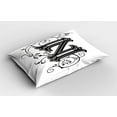 thumbnail image 2 of Ambesonne Letter Z Pillow Sham 2 Pack, Calligraphic Capital Z, 26"x20", Black Grey White, 2 of 3