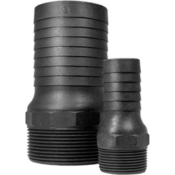 Cn150P 1-1/2"Nptx1-1/2"Barb Hdcombination Nipples Blk Polyp, Green Leaf Inc., EA