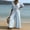 Blue, variant on Wide Leg Pants Women's Fashion Solid V-Neck Short Sleeve Beach Vacation Pockets Button Long Jumpsuit Pink S