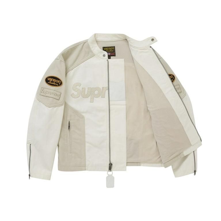 Supreme Men's Vanson Leathers Cordura Cotton Jacket White, from