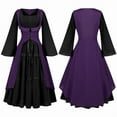 thumbnail image 3 of Women's Medieval Renaissance Clothing Hooded Velvet Queen Dress Long Dress Halloween Costume Halloween Square Collar Lace Long Dress Set Dress, 3 of 3