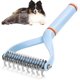 thumbnail image 1 of Cepillo de aseo para mascotas, peine para desenredar perros, doble cara para quitar y desenredar la capa interna para perros y gatos (azul), 1 of 5