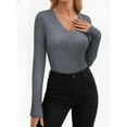 thumbnail image 2 of MOYIKO V Neck Long Sleeve Shirts for Women Fitted Thermal Undershirts Lightweight Trendy Tops, 2 of 7